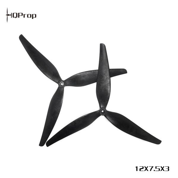 Пропелери HQProp 12X7.5X3 (1CW+1CCW) Нейлон HQ MacroQuad Prop 12х7.5х3 до дрону квадрокоптеру 2шт 12X7.5X3-2 фото